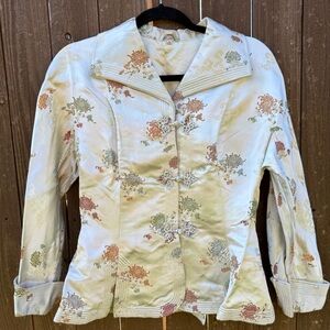 Vintage Dynasty Hong Kong Satin Embroidered Peplum Jacket Sz 14 (M) 🌸